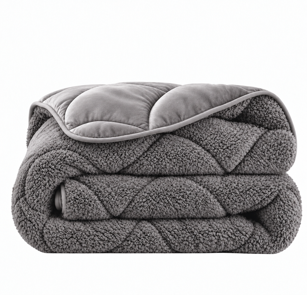 Bettdecke ohne Bezug – Lazy Teddy/Velvet Taupe/Grau mit Kissenbezügen