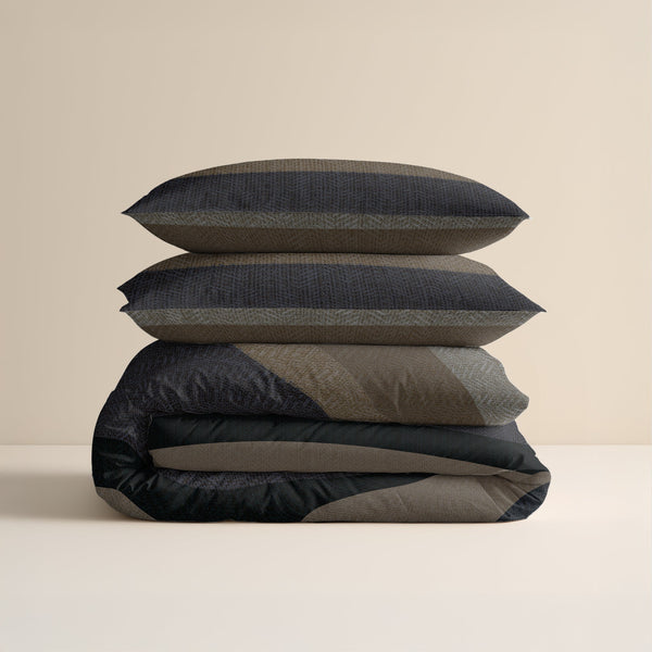 Bettbezug - Ravon Taupe/Anthrazit Flanell