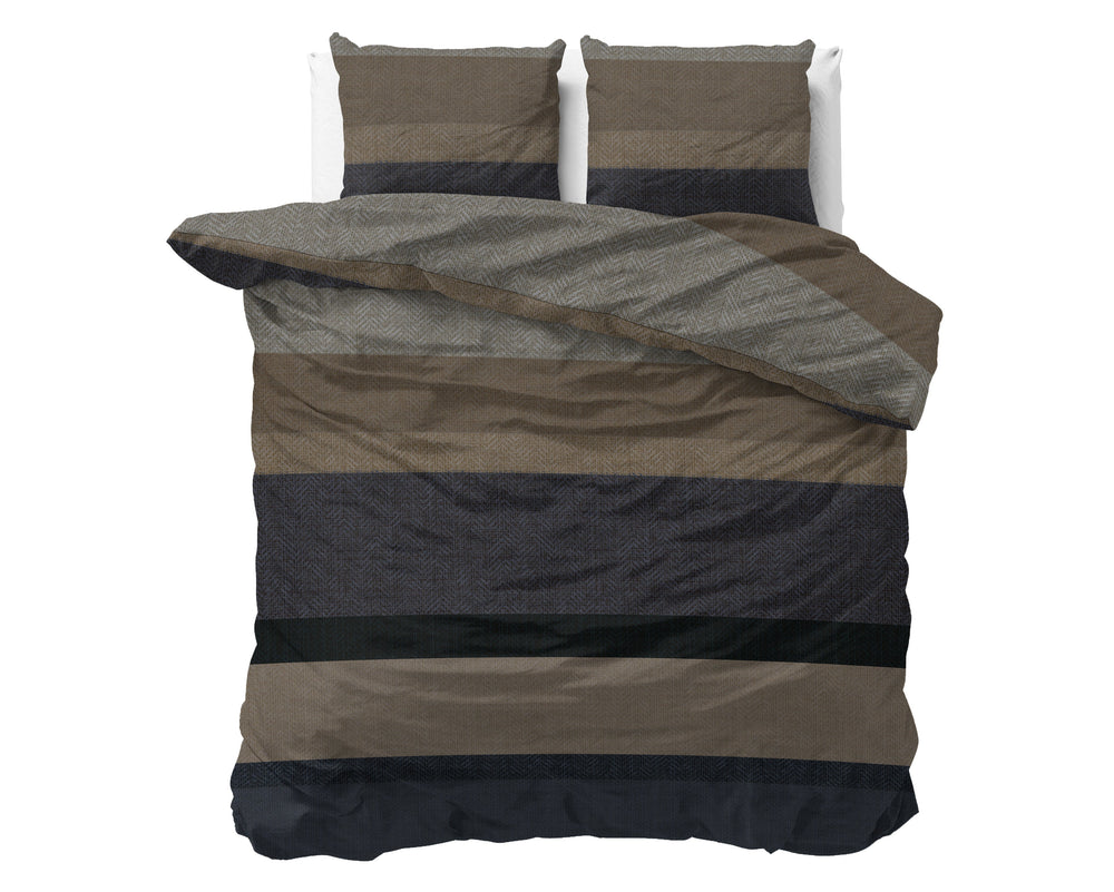 Bettbezug - Ravon Taupe/Anthrazit Flanell
