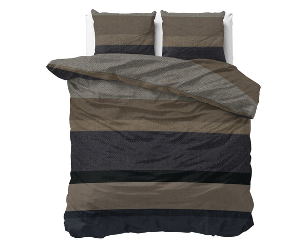 Bettbezug - Ravon Taupe/Anthrazit Flanell
