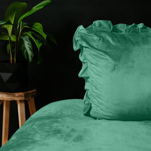 Bettbezug - Velvet Ruffles Grün