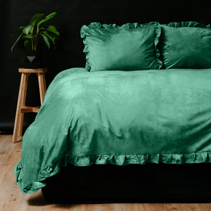 Bettbezug - Velvet Ruffles Grün