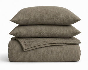 Bettdecke Ohne Bezug - Lazy Bettdecke Musselin Taupe Mit Kissenbezügen (100% Baumwolle)