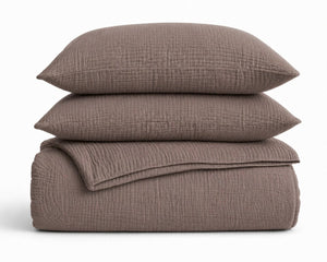 Bettdecke Ohne Bezug - Lazy Bettdecke Musselin Donker Taupe Mit Kissenbezügen (100% Baumwolle)