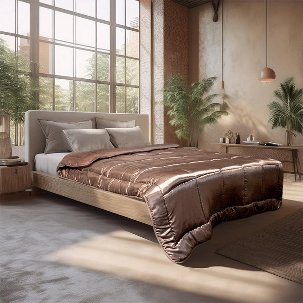 Bettdecke Ohne Bezug - Lileo EasyBed™ Satin – Braun