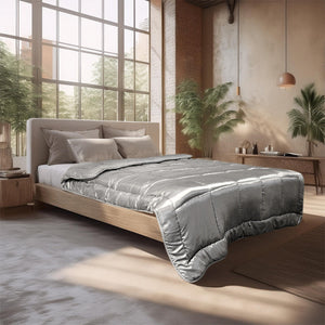 Bettdecke Ohne Bezug - Lileo EasyBed™ Satin – Zilvergrijs