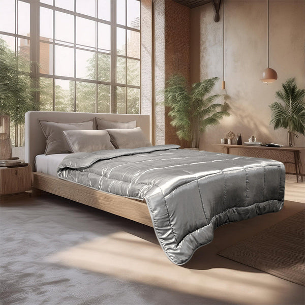 Bettdecke Ohne Bezug - Lileo EasyBed™ Satin – Zilvergrijs