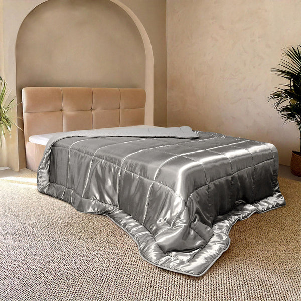 Bettdecke Ohne Bezug - Lileo EasyBed™ Satin – Zilvergrijs
