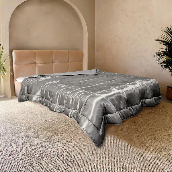 Bettdecke Ohne Bezug - Lileo EasyBed™ Satin – Zilvergrijs