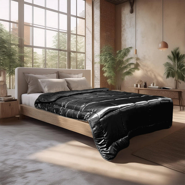 Bettdecke Ohne Bezug - Lileo EasyBed™ Satin – Schwarz