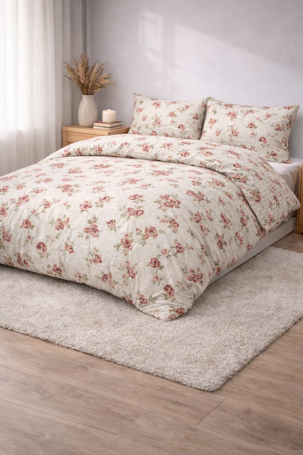 Bettdecke Ohne Bezug - Lileo Flowers Diamond Pink - Extra dick