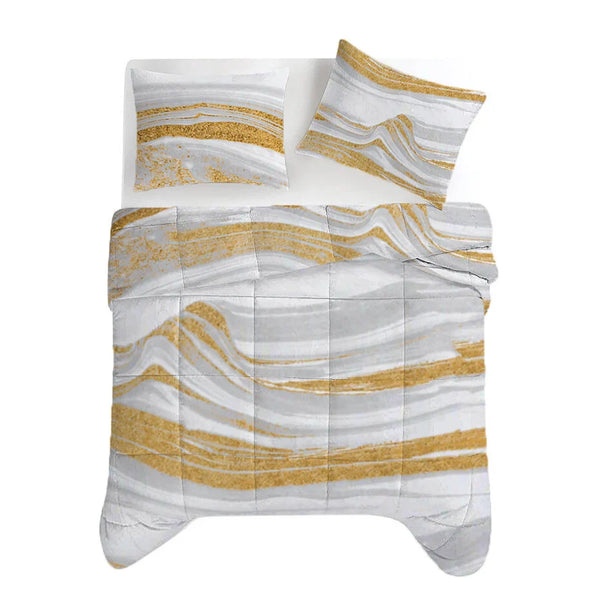 Bettdecke Ohne Bezug - Lileo Marble White Gold Kant - Extra dick