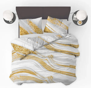 Bettdecke Ohne Bezug - Lileo Marble White Gold Kant - Extra dick
