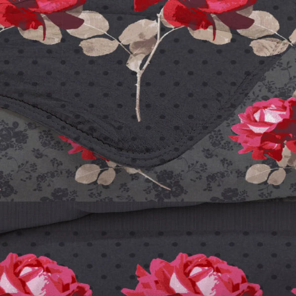Bettdecke Ohne Bezug - Lileo Roses Black Red - Extra dick