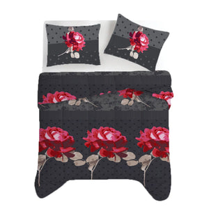 Bettdecke Ohne Bezug - Lileo Roses Black Red - Extra dick