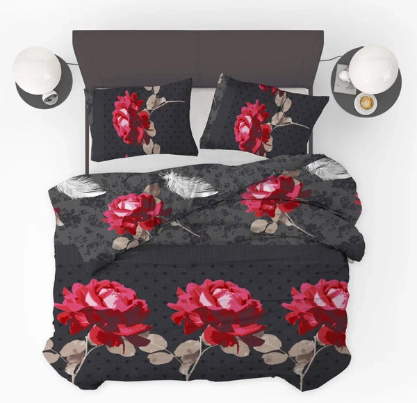Bettdecke Ohne Bezug - Lileo Roses Black Red - Extra dick