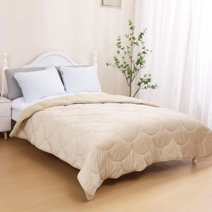Bettdecke Ohne Bezug - Lileo Velvet Sherpa Ganzjahres-Komfort – Sand (mit Einstecklasche)