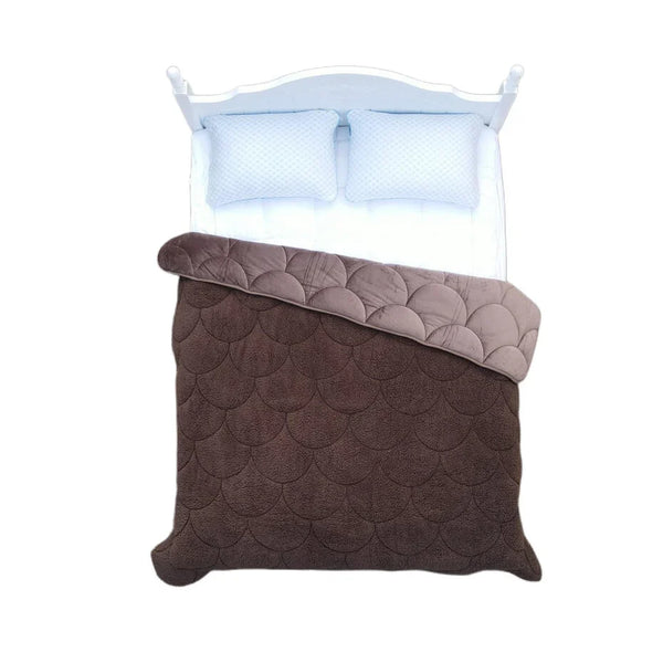 Bettdecke Ohne Bezug - Lileo Velvet Sherpa Ganzjahres-Komfort – Kaffeebraun (mit Einstecklasche)