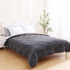 Bettdecke Ohne Bezug - Lileo Velvet Sherpa Ganzjahres-Komfort – Grey (mit Einstecklasche)