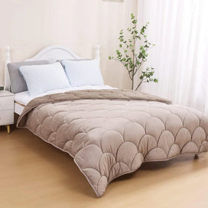 Bettdecke Ohne Bezug - Lileo Velvet Sherpa Ganzjahres-Komfort – Taupe (mit Einstecklasche)