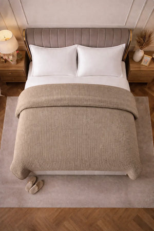 Bettdecke Ohne Bezug - Sherpa Flanell Easy Bettdecke - Beige
