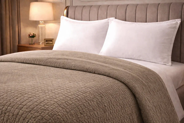 Bettdecke Ohne Bezug - Sherpa Flanell Easy Bettdecke - Beige